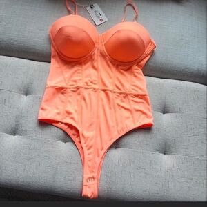 Neon Orange Bodysuit Nwt Size Xl